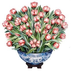 Scully & Scully Tulips In Chinese Bowl On Wood Board