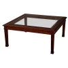 Scully & Scully Glass Top Mahogany Square Coffee Table