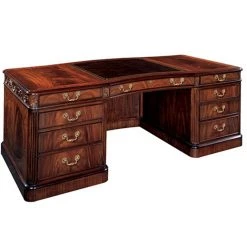 Scully & Scully Serpentine Mahogany Executive Desk