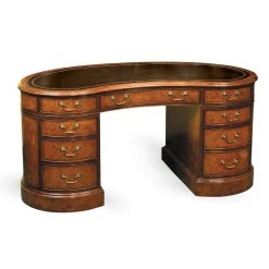 Scully & Scully Myrtle Kidney Desk With Brown Leather Top