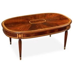 Scully & Scully Claydon Mahogany And Satinwood Oval Cocktail Table