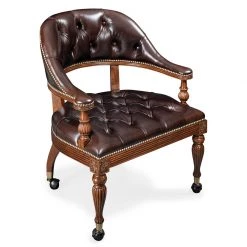Scully & Scully Mahogany Leather Game Chair