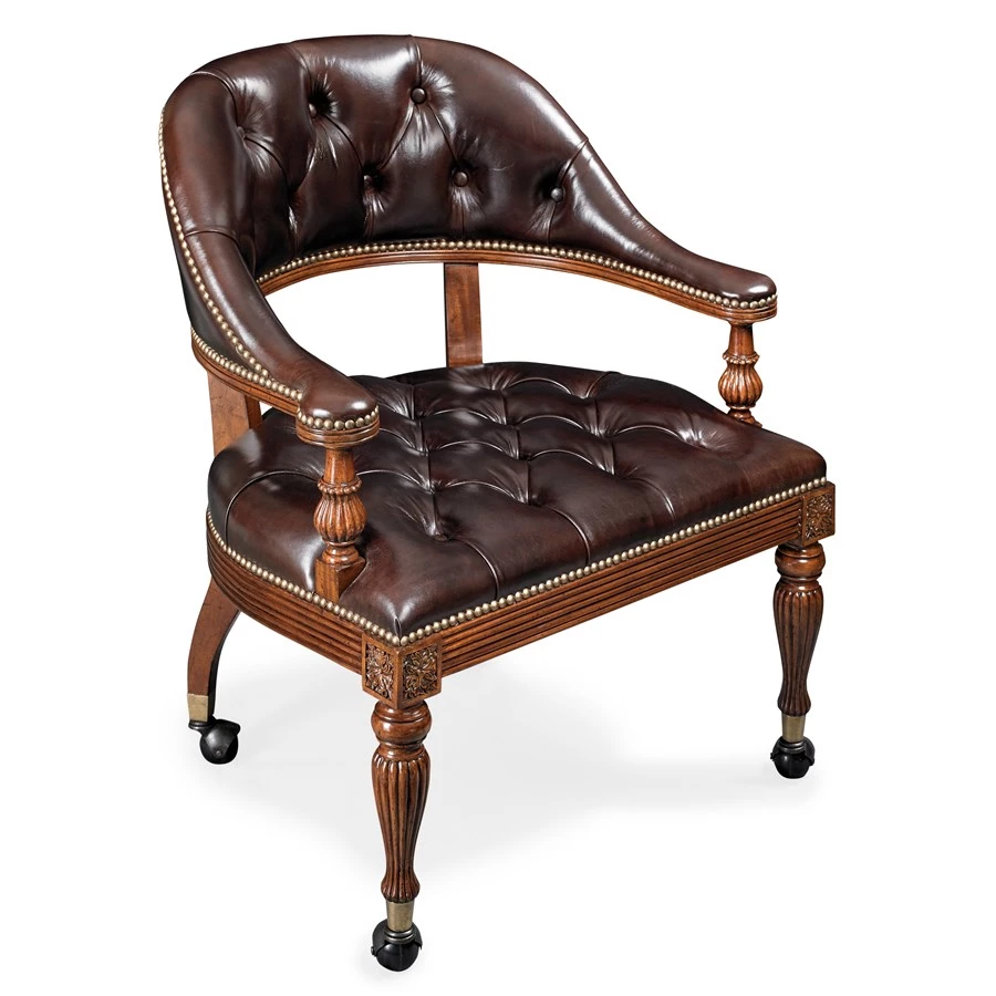 Scully & Scully Mahogany Leather Game Chair 1 Scully & Scully Mahogany Leather Game Chair