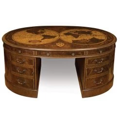 Scully & Scully Oval Mahogany Map Desk