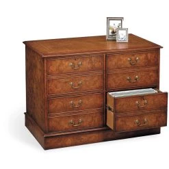 Scully & Scully Burr Elm Four Drawer File Cabinet