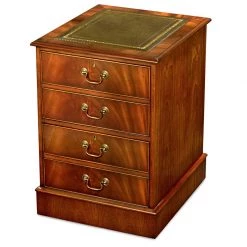 Scully & Scully Mahogany File Cabinet With Green Leather Top
