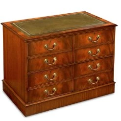 Scully & Scully Mahogany Double File Cabinet With Green Leather Top