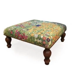 Gustav Klimt Flowers Large Square Stool