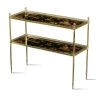 Scully & Scully Brass Two-Tiered Chinoiserie Lacquered Console Table
