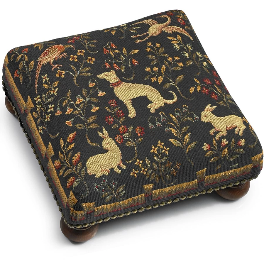 Scully & Scully Millefleur Tapestry Footstools 1 Scully & Scully Millefleur Tapestry Footstools