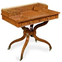 Scully & Scully Regency Carlton House Burl Walnut Writing Desk