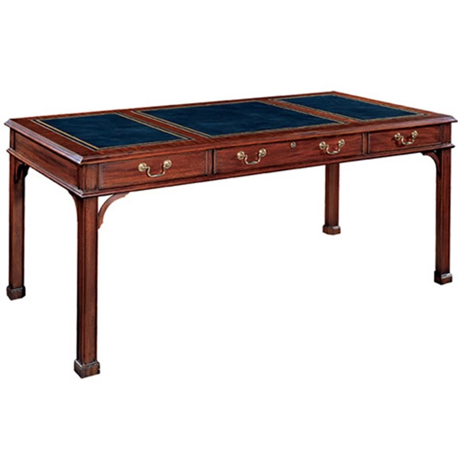 Scully & Scully Mahogany Triple Leather Top Table Desk 1 Scully & Scully Mahogany Triple Leather Top Table Desk