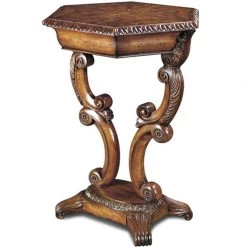 Scully & Scully Burl Walnut Hexagonal Occasional Table