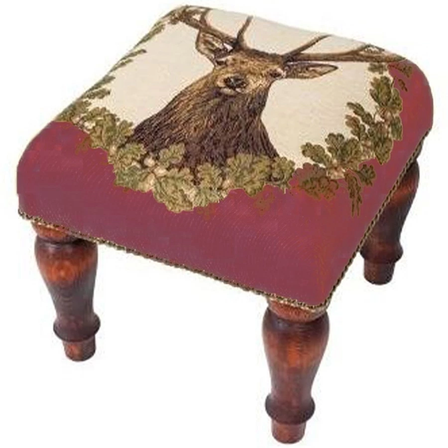 Scully & Scully Stag Tapestry Medium Footstool 1 Scully & Scully Stag Tapestry Medium Footstool