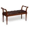 Scully & Scully Tufted Leather Mahogany Bench
