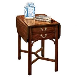 Scully & Scully Drop-Leaf Mahogany End Table
