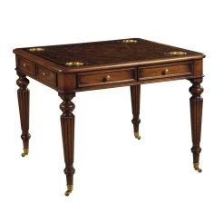Scully & Scully Crumpled Leather Mahogany Game Table