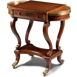 Scully & Scully Tooled Leather Mahogany Game Table
