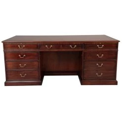 Scully & Scully Leather Top Mahogany Executive Partners Desk
