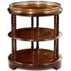 Scully & Scully 3-Tier Crotch Mahogany Table With Brass Gallery