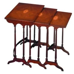 Scully & Scully Nesting Tables With Mahogany Fan Inlay, Set Of 3