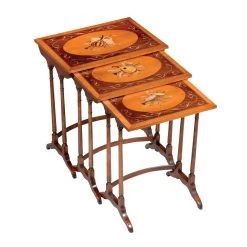 Scully & Scully Nesting Tables With Musical Instrument Paintings, Set Of 3