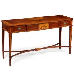 Scully & Scully Mahogany 3-Drawer Breakfront Serving Table