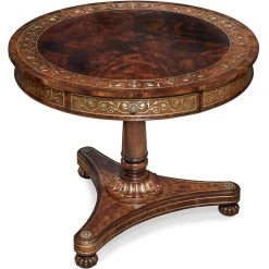 Scully & Scully Brass Inlaid Drum Table