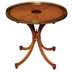 Scully & Scully Satinwood Center Table, Brass Gallery