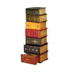 Scully & Scully Leather Books Chest With 7 Book Drawers