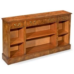 Scully & Scully Burr Elm 5' Open Three Drawer Bookcase