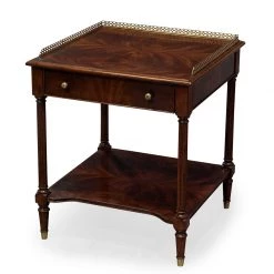 Scully & Scully Two-Tier Mahogany Bedside Table With Brass Gallery