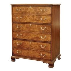 Scully & Scully Burl Olive & Mahogany Three-Drawer Filing Cabinet