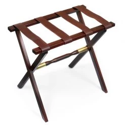 Scully & Scully Straight Leg Rich Mahogany Luggage Racks, Brass