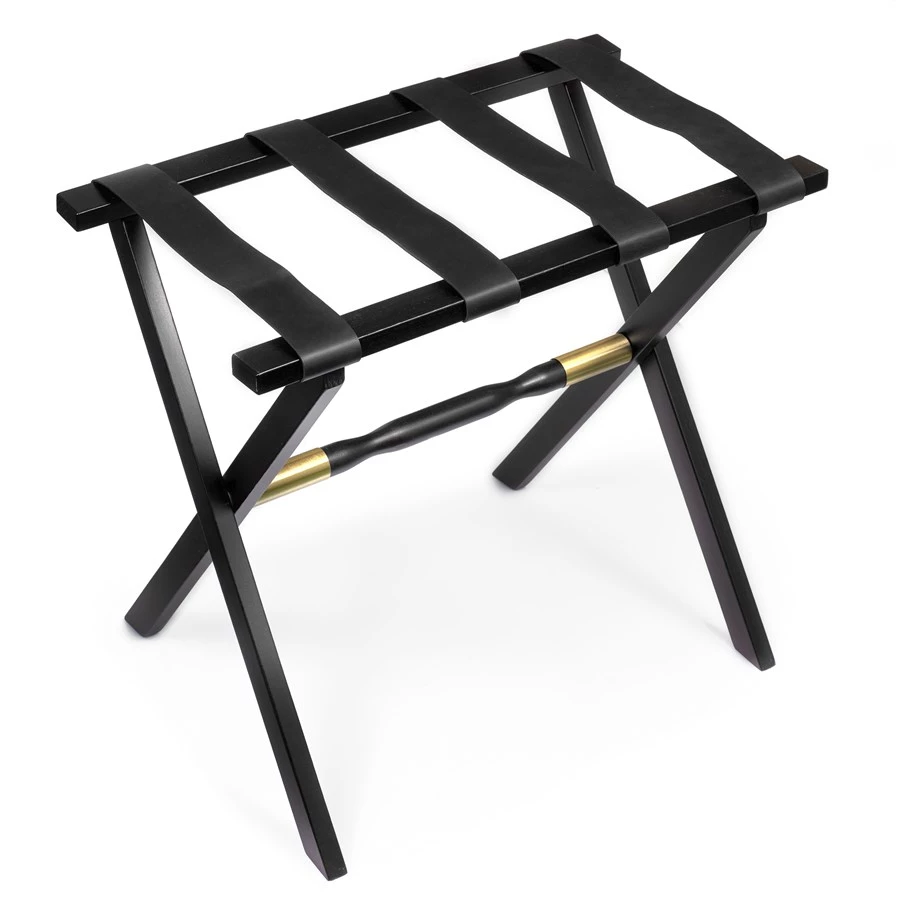 Scully & Scully Straight Leg Rich Mahogany Luggage Racks, Brass 2 Scully & Scully Straight Leg Rich Mahogany Luggage Racks, Brass - Image 2
