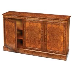 Scully & Scully Three-Door Burr Elm Cabinet