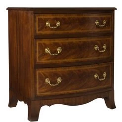 Scully & Scully Mahogany Bowfront Bedside Chest, Rosewood Border