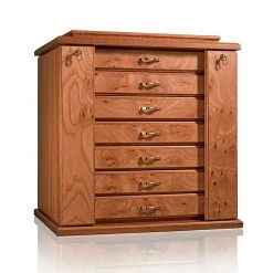 Scully & Scully Elm Briarwood And Mahogany Locked Jewelry Chest