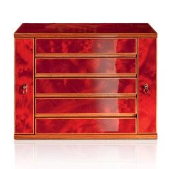 Scully & Scully Red Burlwood Jewelry Chest