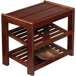 Scully & Scully Mahogany Shoe Rack Benches